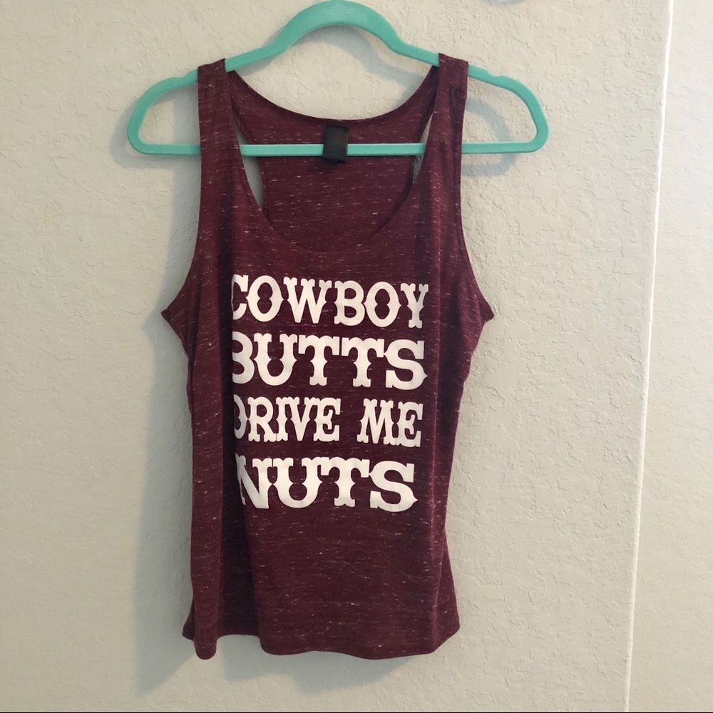 👚 Maroon Marble Hth Cowboy Butts Tank - Med